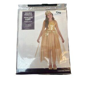 Golden Princess Halloween Dress Up Costume Child Large 12-14